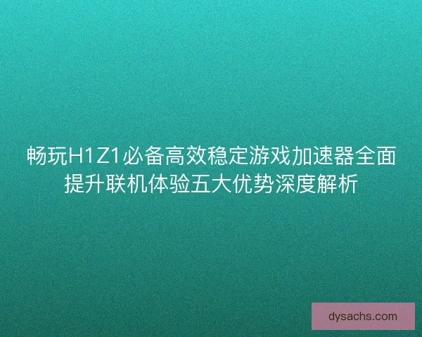 畅玩H1Z1必备高效稳定游戏加速器全面提升联机体验五大优势深度解析