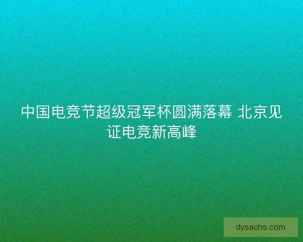 中国电竞节超级冠军杯圆满落幕 北京见证电竞新高峰