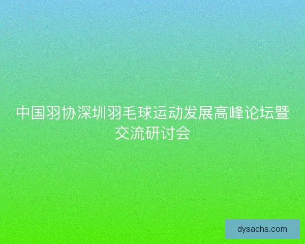 中国羽协深圳羽毛球运动发展高峰论坛暨交流研讨会